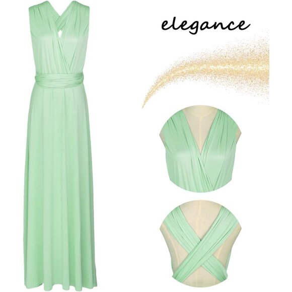 Women Convertible Infinity Dress Multi-Way Maxi Formal Bridesmaid Gown - Picture 3 of 5